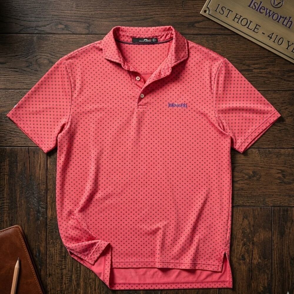 RLX Ralph Lauren Isleworth Country Club Golf Polo Red Geometric Men's L